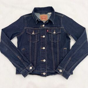 Levi's Women's‎ Small Dark Wash Stretch Denim Jean Trucker Jacket